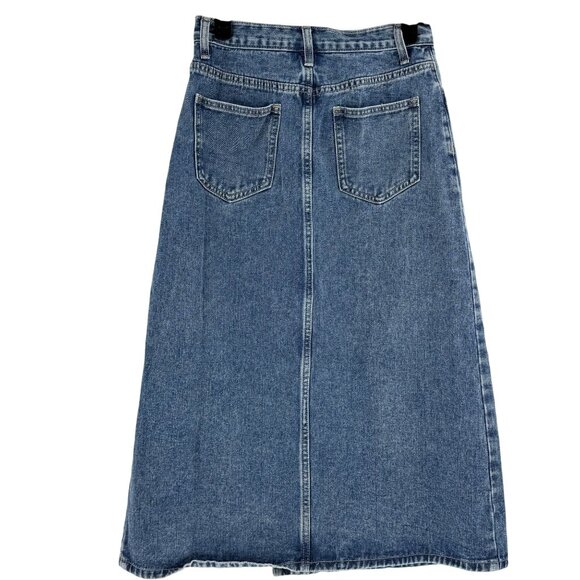 Cider XS Denim Midi Skirt With Front Slit & Pockets - Picture 2 of 9